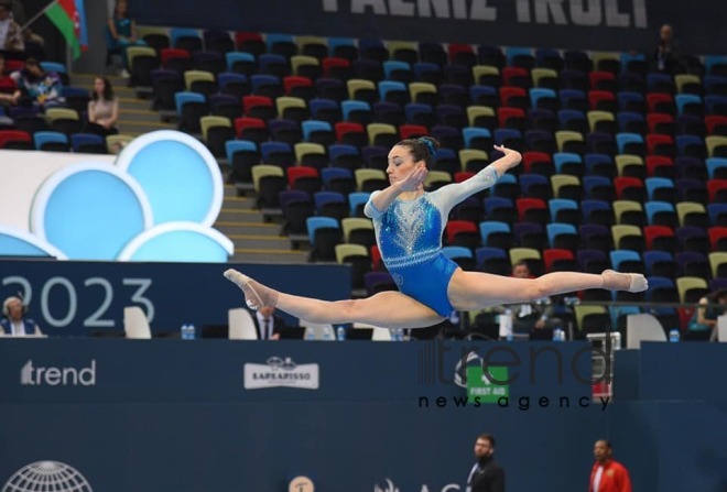 Bakıda idman gimnastikası üzrə Dünya Kuboku start götürüb Azərbaycan Bakı 12 mart 2023
